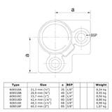 18E: Drieweg kniestuk 90 gr - 48,3 mm