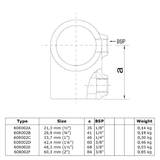 2C: Kort T-stuk - 33,7 mm