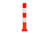 Afschermpaal 159x4,5x1200 mm. op voetplaat thvz rood-wit