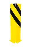 Hoekbeschermer L uit plaat afm: 160x160x6 mm. Hoog 800 mm. Geel/Zwart