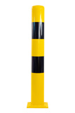 Afschermpaal 159x4,5x1200 mm. op voetplaat geel zwart