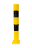 Afschermpaal 159x4,5x1500 mm. op voetplaat geel zwart