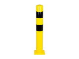 Afschermpaal 159x4,5x1500 mm. op voetplaat geel zwart