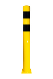 Afschermpaal 219x4,5x2000 mm. op voetplaat geel/zwart