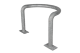 Beschermbeugel  Ø60 mm op voetplaat. Afm: 750 mm breed, 420 mm diep, 500 mm hoog.