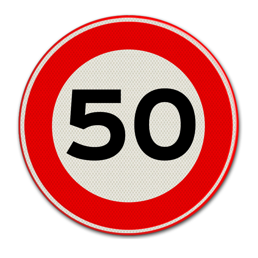 Verkeersbord met snelheidsaanduiding 50