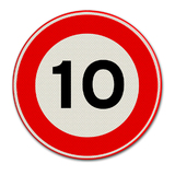 Verkeersbord met snelheidsaanduiding 10