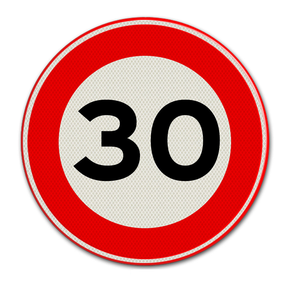 Verkeersbord met snelheidsaanduiding 30