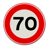 Verkeersbord met snelheidsaanduiding 70