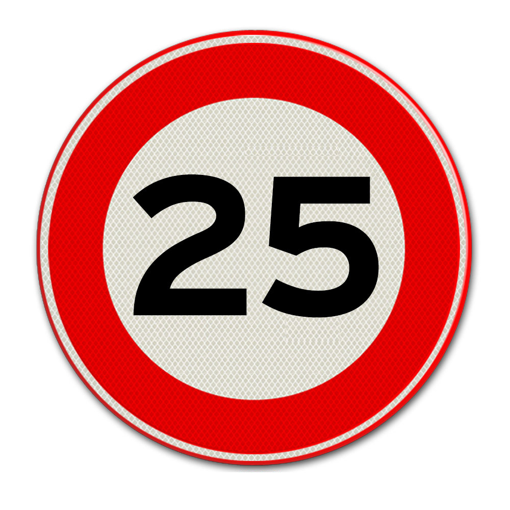 Verkeersbord met snelheidsaanduiding 25