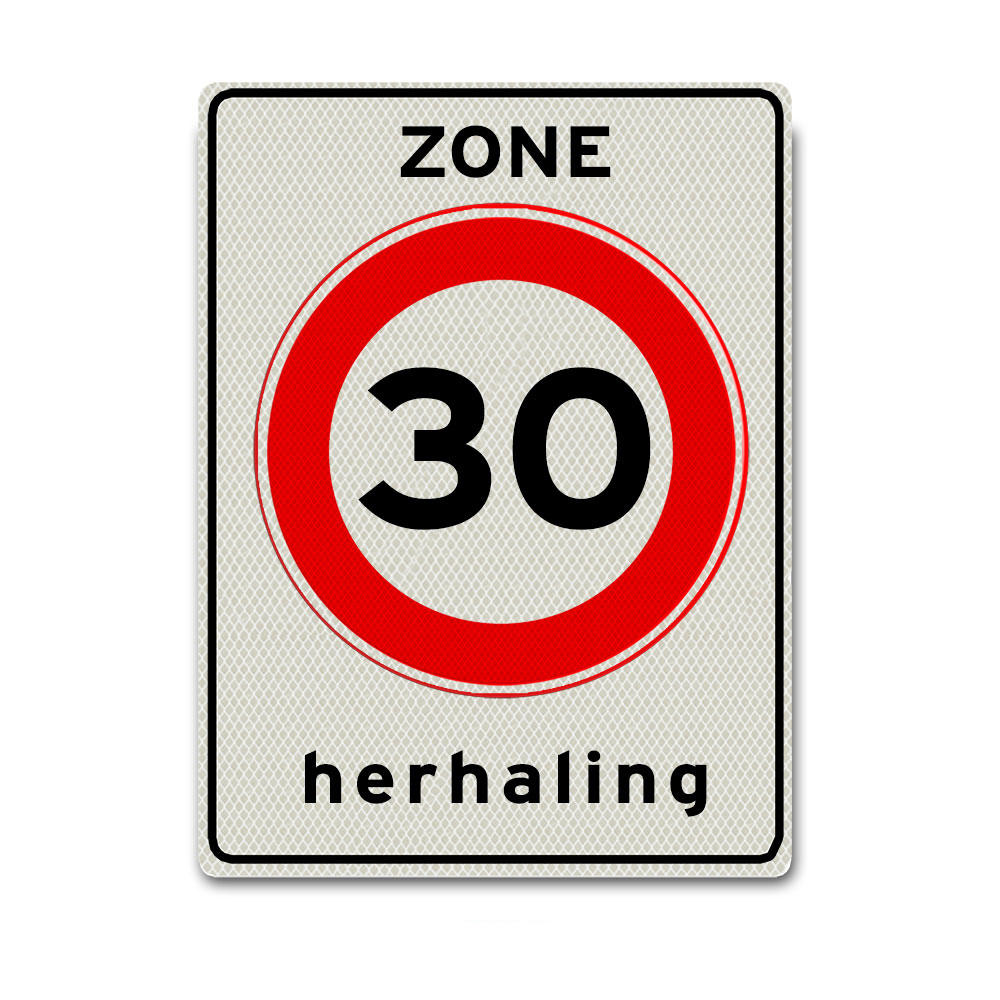 Verkeersbord A1-30-ZH 30 km zone herhaling