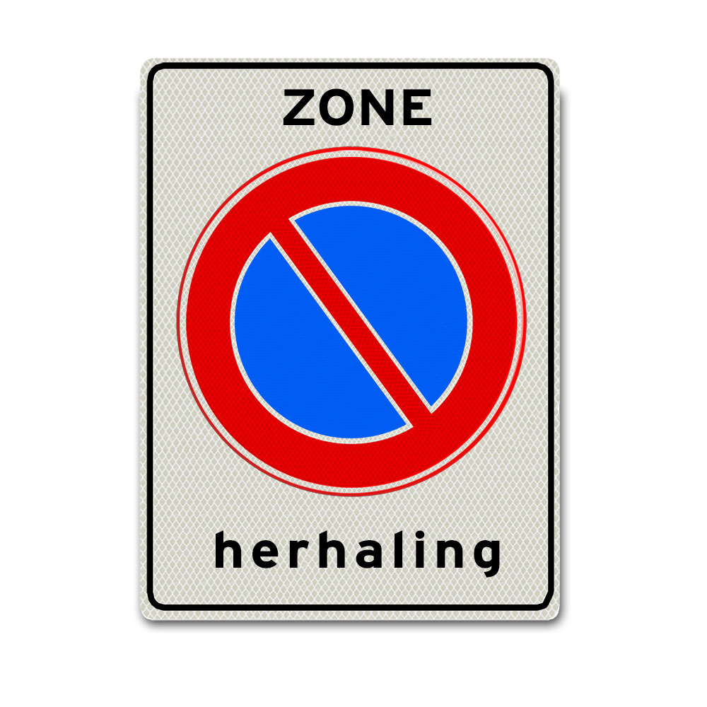 Verkeersbord E2-ZH - Herhaling zone verbod stil te staan