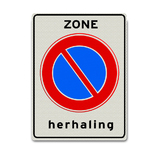 Verkeersbord E2-ZH - Herhaling zone verbod stil te staan