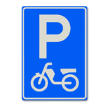 Verkeersbord E8- Parkeergelegenheid alleen bestemd voor bromfietsen en gehandicaptenvoertuigen