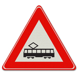 Verkeersbord J14 Waarschuwing voor tram (kruising)