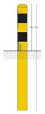 Afschermpaal 159x4,5x1700 mm. aardebaan geel zwart