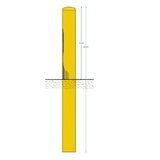 Afschermpaal 159x4,5x2000 mm. aardebaan geel