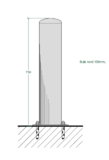 RVS 316 Afschermpaal 156x2,9x750 mm. op voetplaat | geslepen