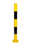 Afschermpaal  76x3,25x1000 mm. op voetplaat geel zwart