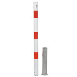 Afzetpaal Rond 60 uitneembaar Wit met Rood met cilinderslot